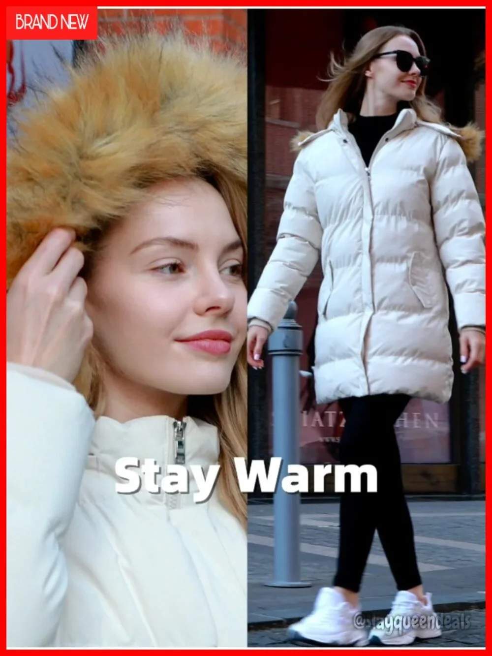 Insulated Winter Puffer Coat with Removable Faux Fur Hood